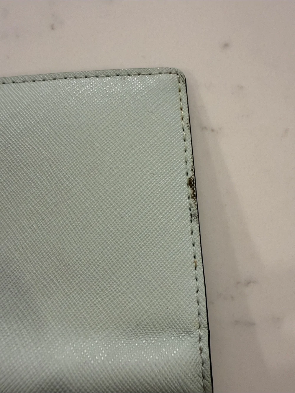 kate spade mint green wallet with gold logo